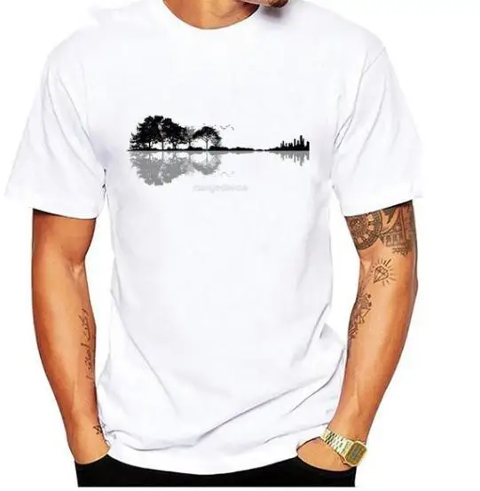 Музыкальный инструмент гитара дерево силуэт 3D футболки с принтом мужские