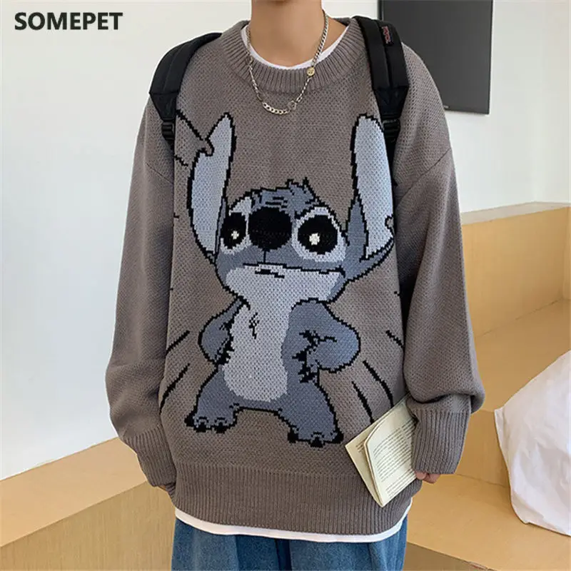 

Jumper Sweater Men Winter Warm Stitch Pullover Harajuku Anime Sweat Tops Christmas 2020 Aesthetic Green Gothic Clothes Hipster
