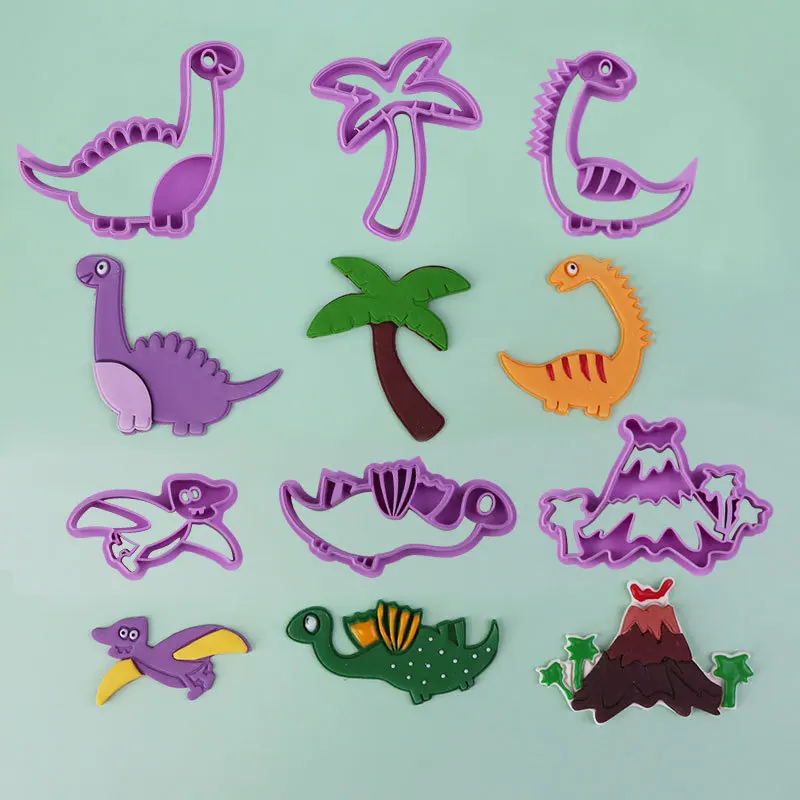 

6 Pcs/set Dinosaur Biscuit Cookie Stamp Cutter Mold 3d Fondant Cake Decoration Baking Tool