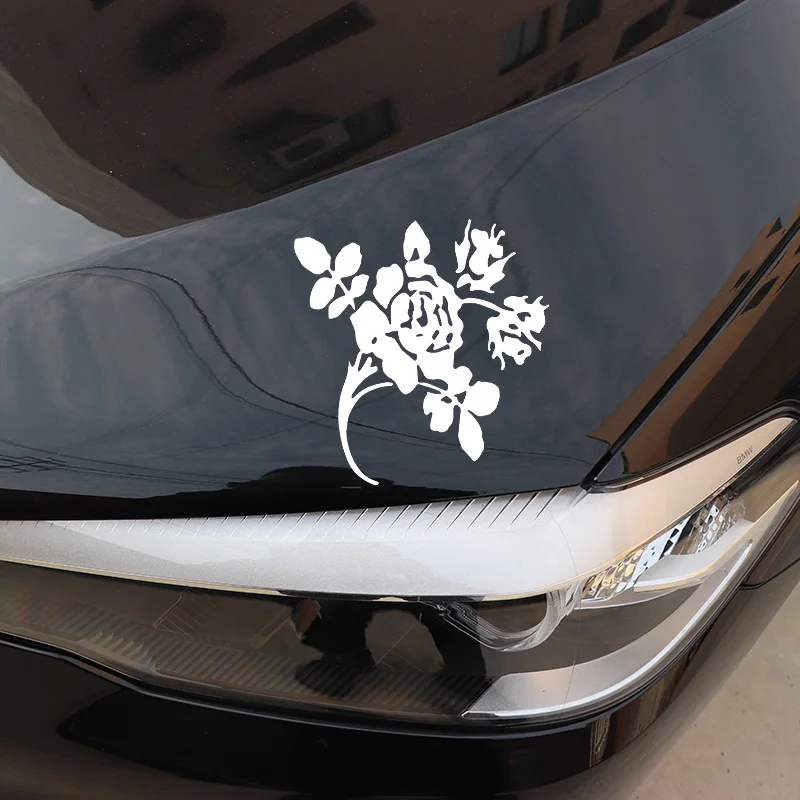 

YJZT 16.2X16.9CM Rose Flower Door Bumper Scratch Decoration Car Stickers Decals C25-0871
