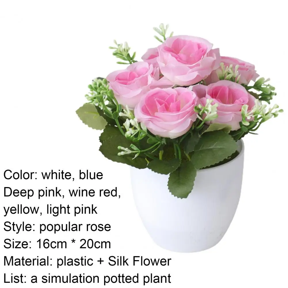 

50% Hot sale Fake Flower Plant Simulated Dinning Imitation Potted Flower for Desktop Decor Plastic for Home Garden Balcony Decor