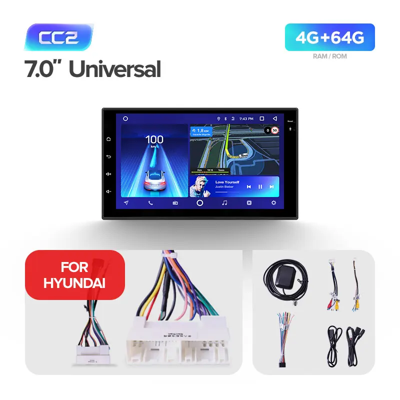 Hyundai CC2 64G TEYES CC2 автомобильный мультимедийный плеер android 2 Din DVD для автомобиля Nissan almera qashqai juke Toyota Volkswagen Mazda Kia VW peugeot лада - Цвет: Hyundai CC2 64G