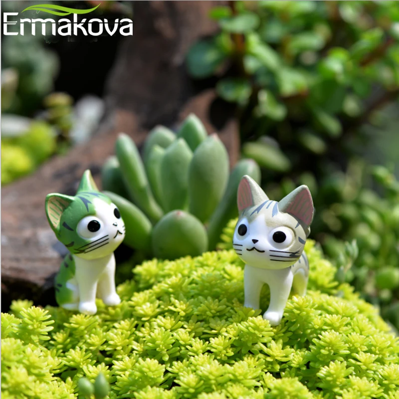 Ермакова 6 шт./партия фигурка кота маленькая статуя кота милая фигурка животного мультяшная статуя кота настольное украшение офиса подарок ребенку