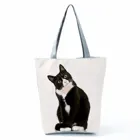 Повседневная Уличная Сумка-тоут для женщин, складная женская сумка-тоут из полиэстера с принтом кошки, дамская сумка на плечо на заказ