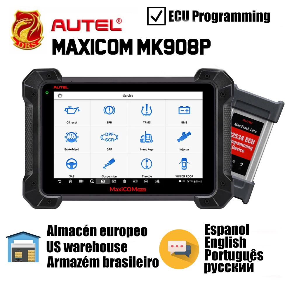 Autel MaxiCOM MK908P диагностический инструмент автомобильный OBD OBD2 сканер ECU кодирование J2534 ECU программирование pk Maxisys Pro Elite автомобильные инструменты