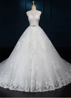 vestido de noiva ball gown bridal princess lace appliqued vintage chapel train real photo mother of the bride dress