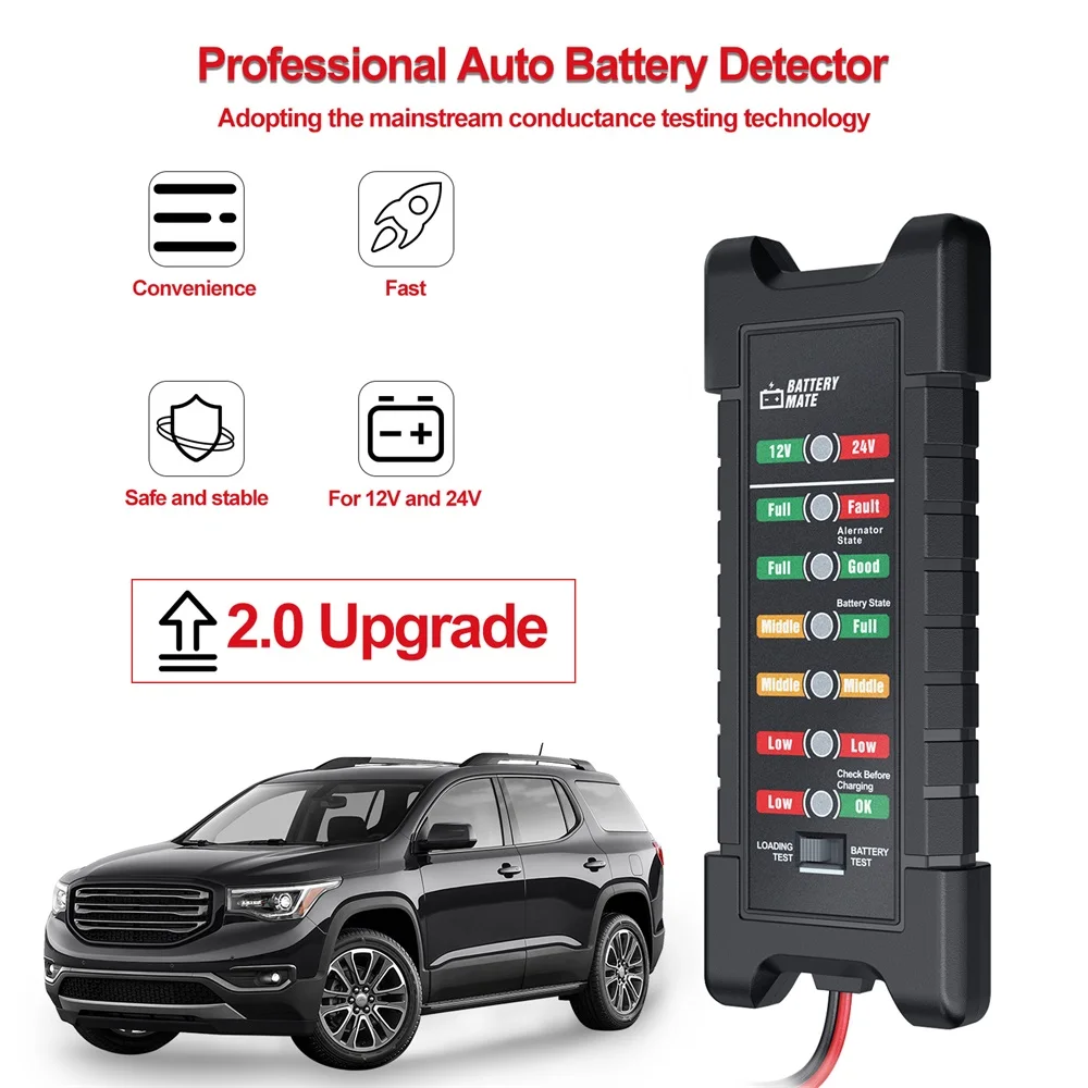 12V 24 V автомобиль Батарея тестер быстрого сгибать генератора 7 светодиодный