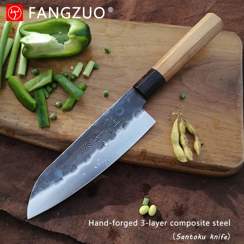 Нож Santoku ручной работы японский шеф нож из высокоуглеродистого пластика AUS10 7