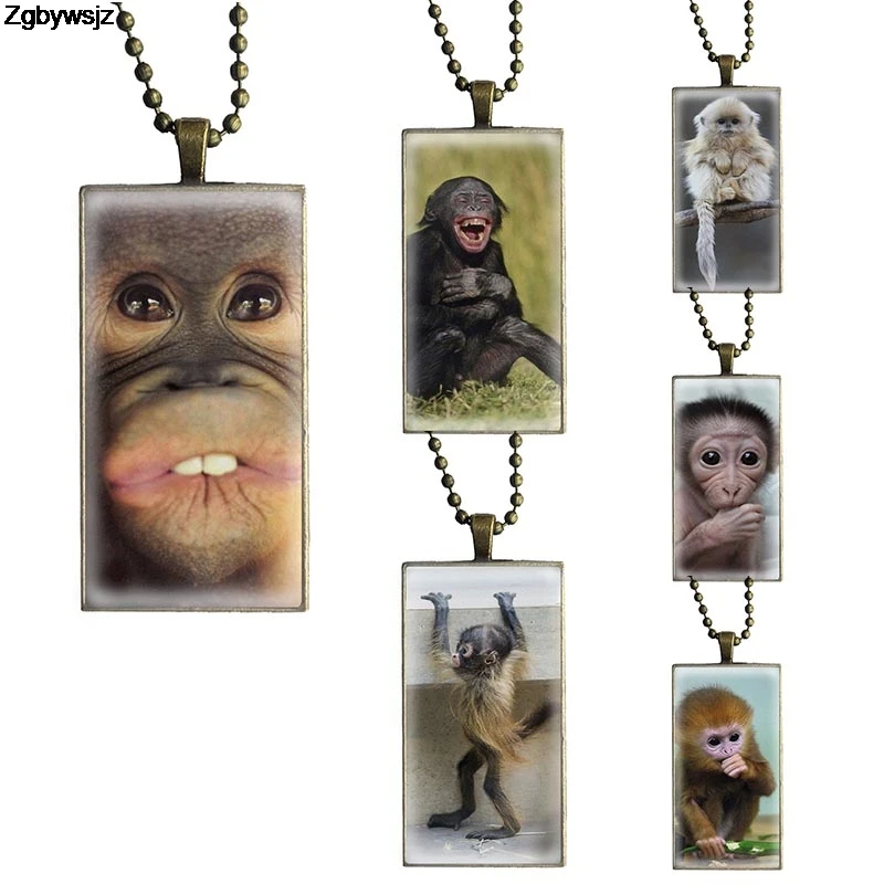 Винтажные Ювелирные изделия с забавной обезьяной стальной цветной стеклянный