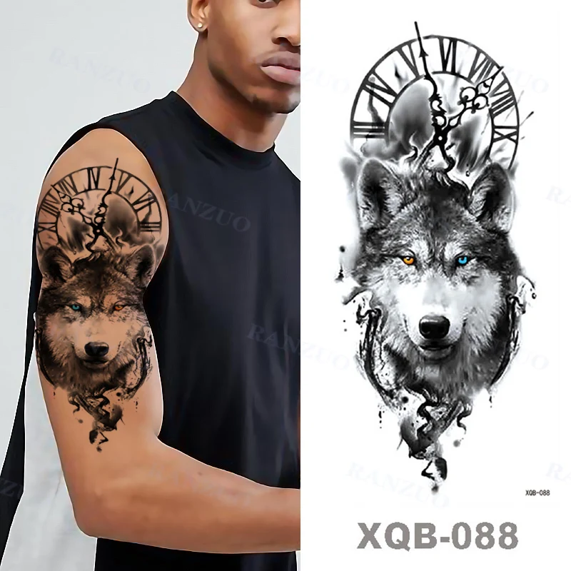 Большие тату-наклейки временная татуировка Лев король волк дракон тигр наклейка