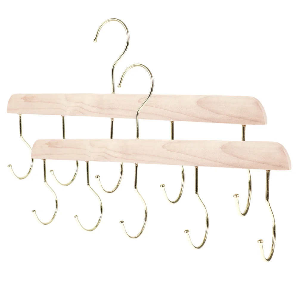 

2pcs Practical Scarf Hangers Hook Design Closet Belt Organizer (Golden Silver)