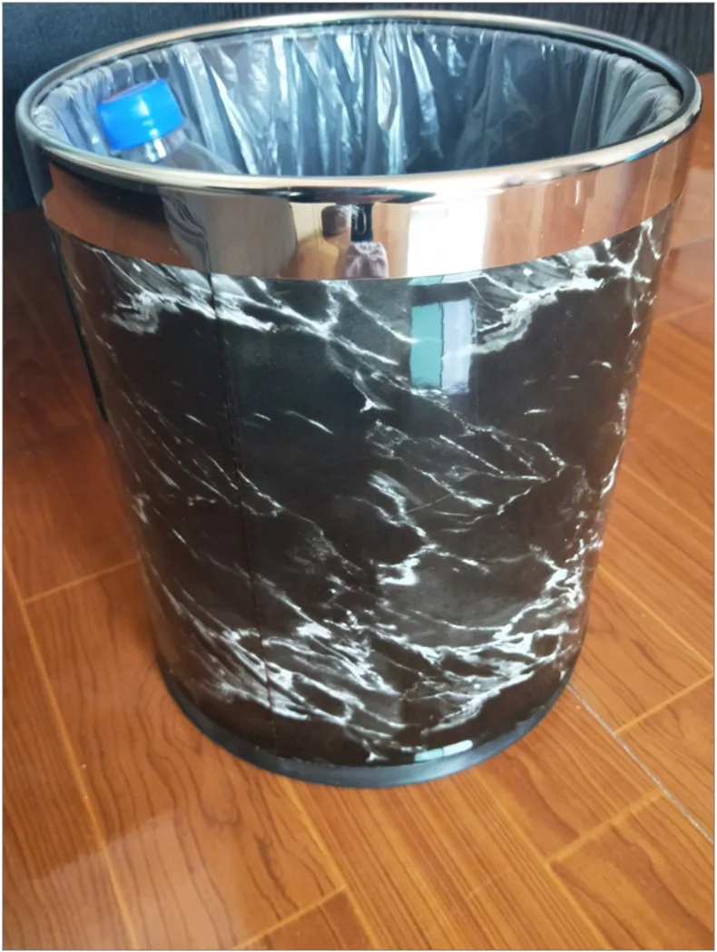 

Marble Pattern 10L Trash Can Bin Buckets Diameter 23cm Height 27cm Waste Bins Living Room Bathroom Kitchen Dustbin Trash Bin