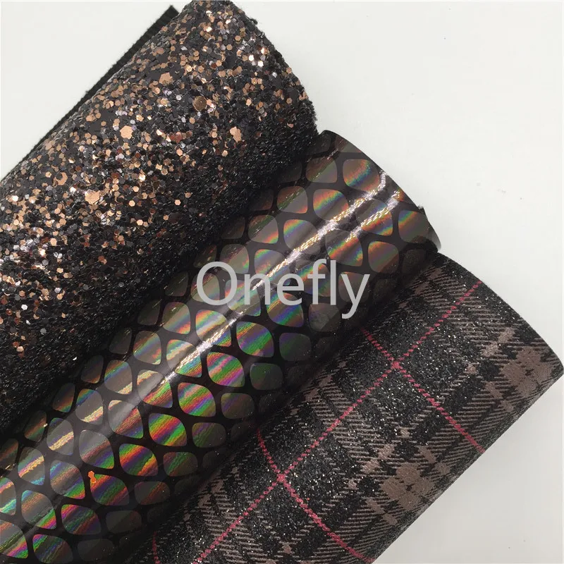 Коричневая блестящая кожа Onefly 21 х29 см радужная змеиная синтетическая тканевые