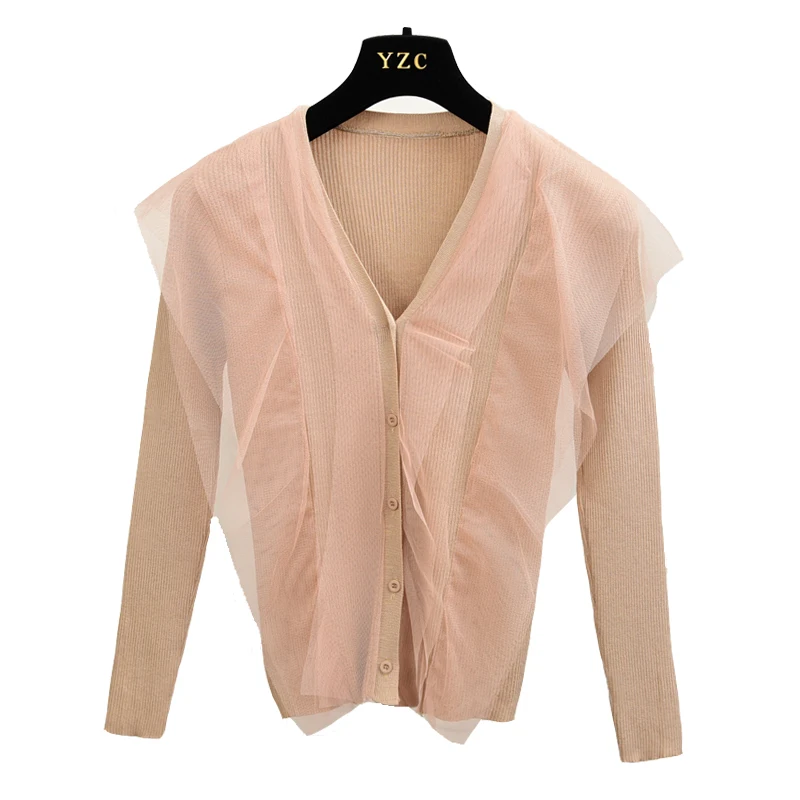 Женский трикотажный кардиган с глубоким V образным вырезом|cardigan sweater|fashion sweatersweater