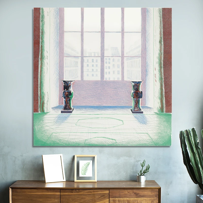 

David Hockneies Two Vases In The Louvres Canvas Painting Print Living Room Home Decoration Modern Wall Art Oil Painting Poster