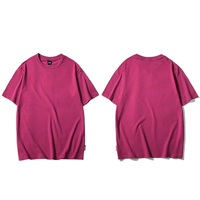 A188001 Dark Fushia Простая футболка в стиле Харадзюку, лето, хип-хоп футболка, 100 хлопок, мужские зеленые футболки, уличная одежда, Повседневные базовые топы, футболки с коротким рукавом - Цвет: A188001 Dark Fushia