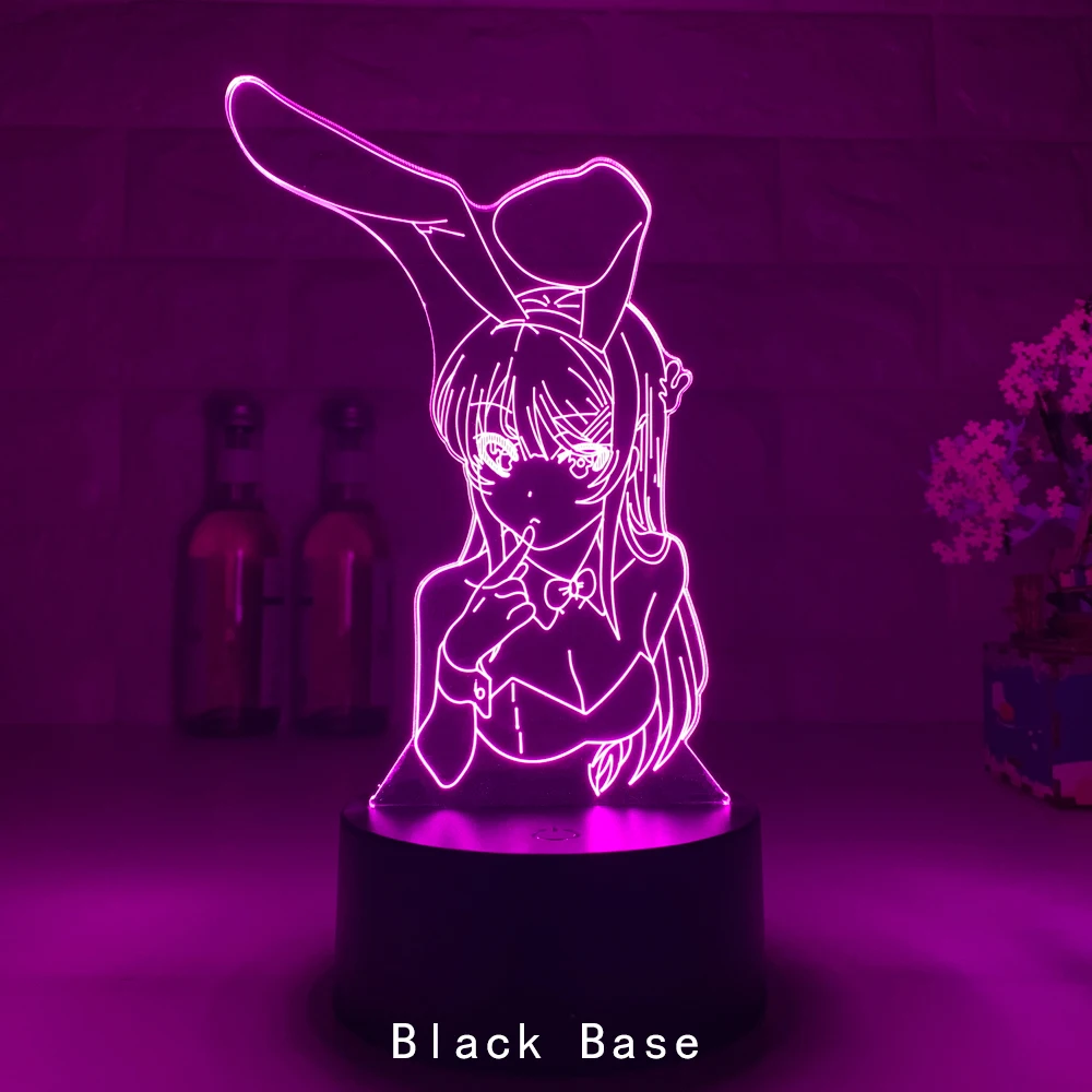 

3D Illusion Led Nightlights ANIME Light Lamp Multi Color Changing Lampara BUNNY GIRL SENPAI MAI SAKURAJIMA KAWAII For Xmas Gift