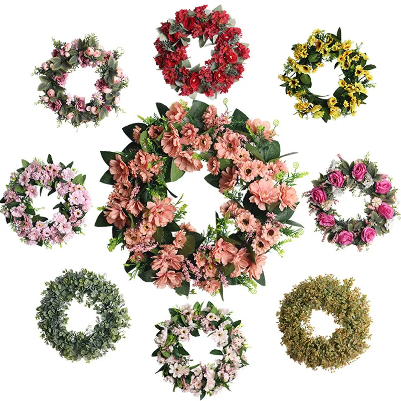 

45cm Multiple Silk Peony Artificial Flowers Wreaths Door Perfect Quality Simulation Garland for Wedding Home Party Decoration