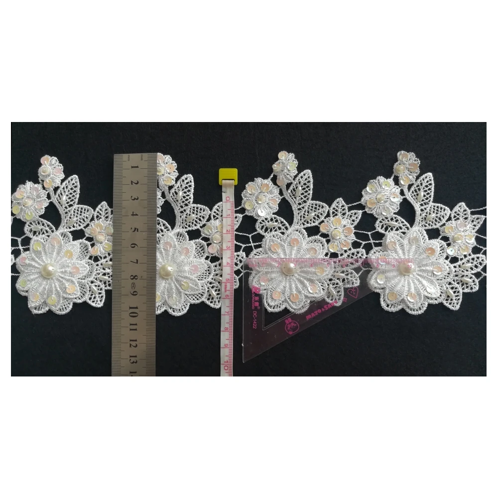 2yds/лот x ручная работа 2 узора слоновая кость/кремовый расшитый бисером