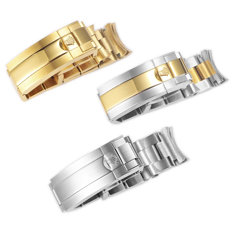 

20 21mm Watchbands For Rolex SUBMARINER DAYTONA Stainless Steel Fine-Tuning Pull Button Clasp Watch Strap Watch Bracelet Chain