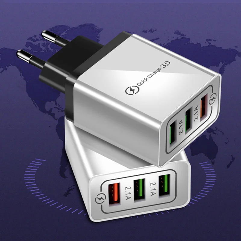 3 Порт QC 0 настенное зарядное устройство USB адаптер переменного тока для