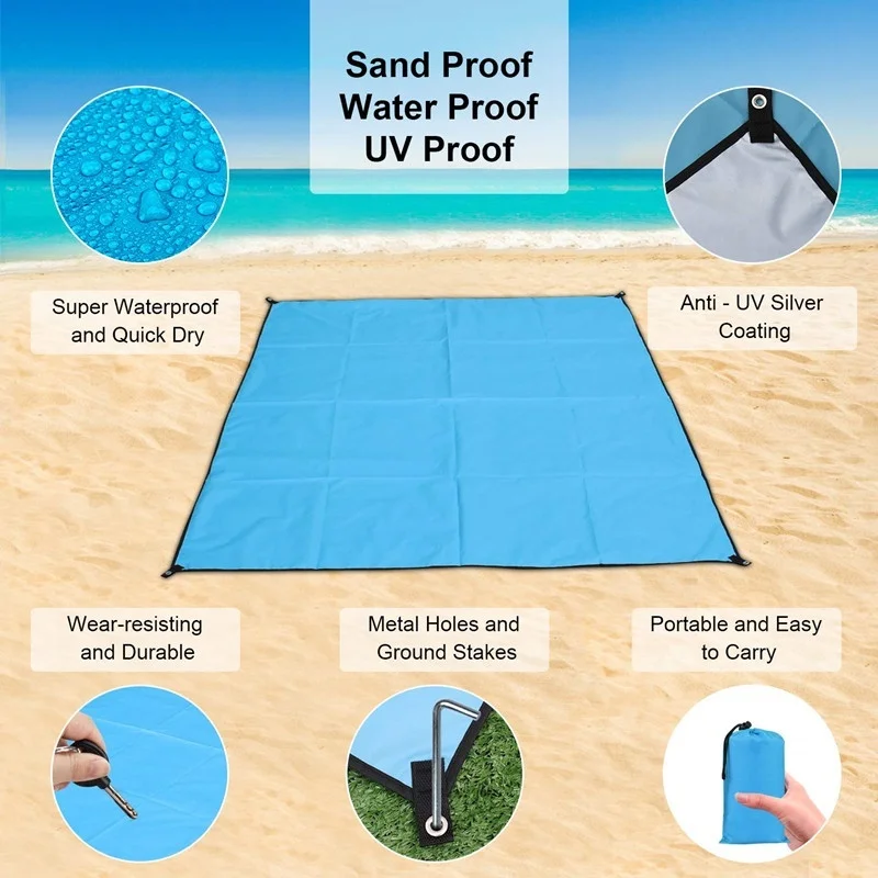 Пляжное одеяло без песка водонепроницаемый коврик для пикника кемпинга