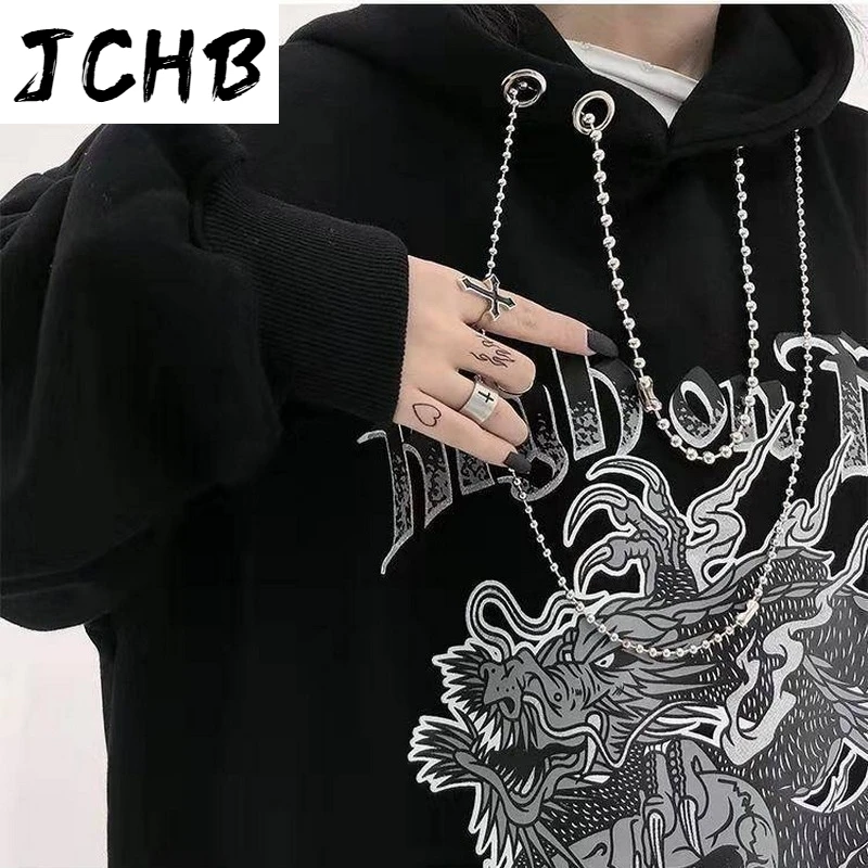 

2021 Gothic Punk Hoodies Women Clothes Dragon Print Sweatshirts Hip Hop Female Hoodie Streetwear Punk Devil Print Spring Loose