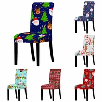 christmas decor elastic chair cover for dining room cartoon santa claus elk stretch chair seat case snowman xmas chair slipcover