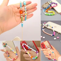 fashion jewerly love star letter phone chain mobile phone lanyard colorful beads wristband women anti lost strap lanyard