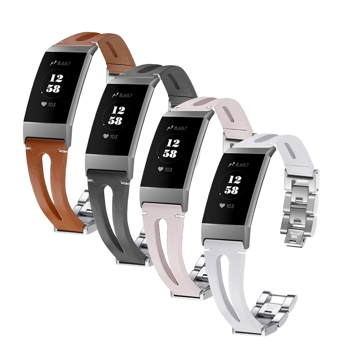 Кожаный браслет для Fitbit Charge 3 ремешка ремешок из нержавеющей стали сменный