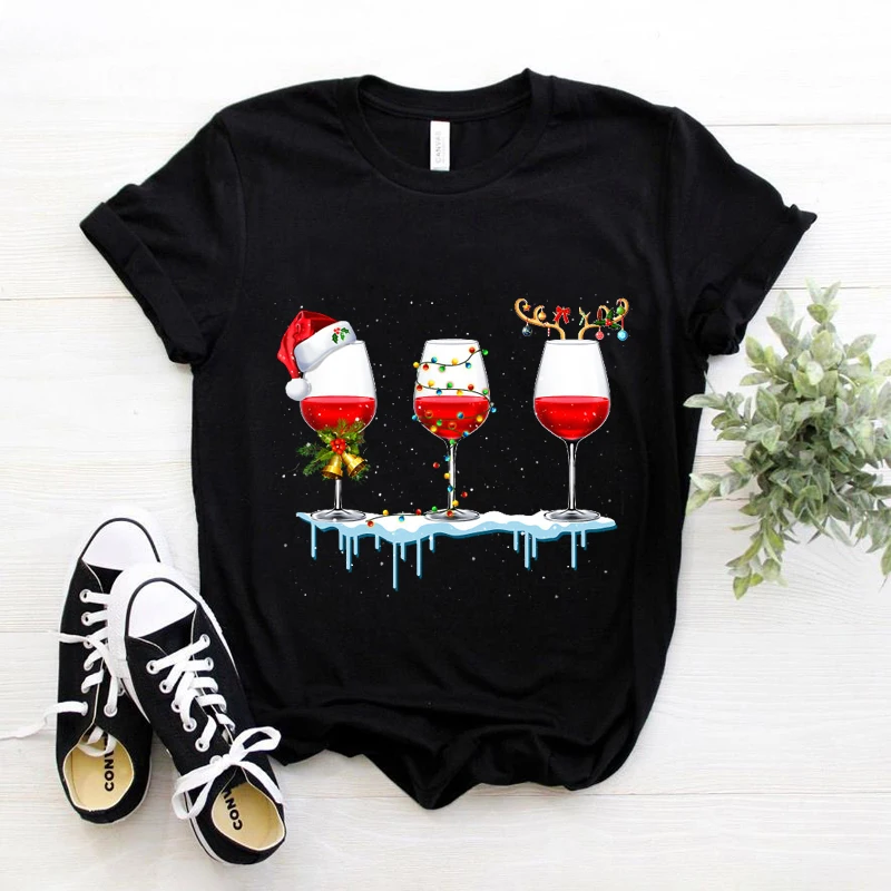 

Fashion Women's Casual Dreaming of A Wine Christmas T-Shirt Short Sleeve T-Shirts 2020 Vintage Creativity T-Shirt,drop Ship