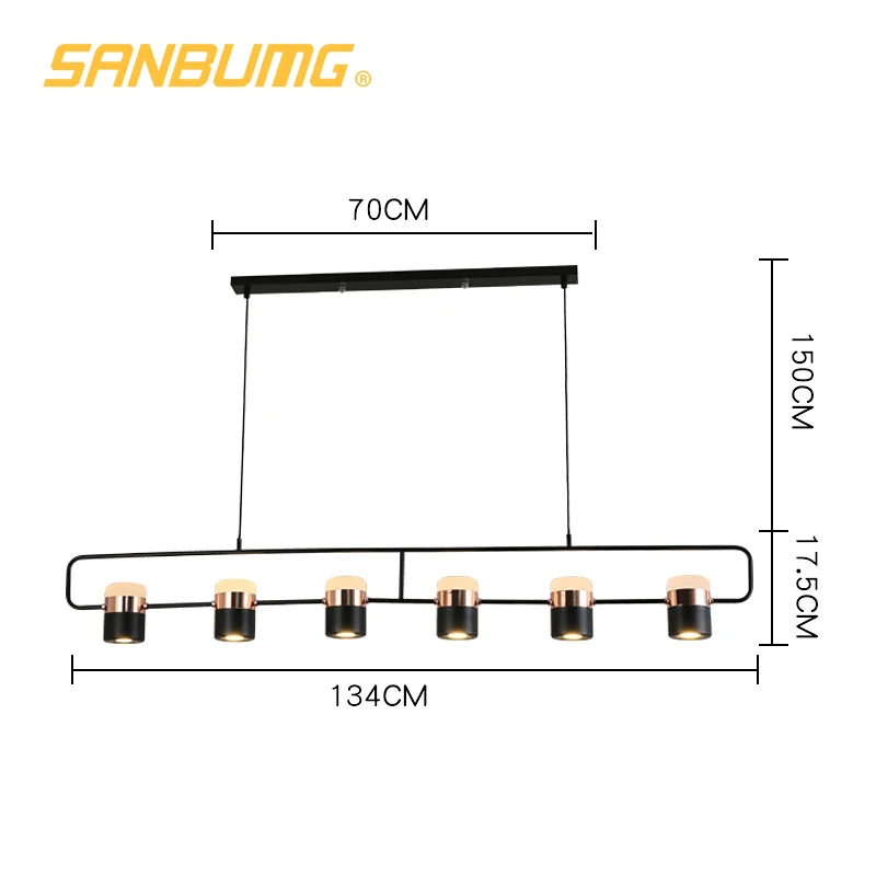 

A SANBUGM minimalist bar restaurant multi-head molecular rotating pendant lamps Nordic bedroom bedside metal pendant lights