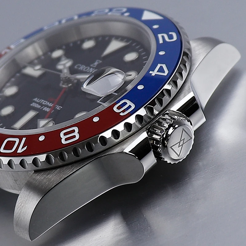 Cronos 2020 Роскошные Для мужчин механические наручные часы Нержавеющая сталь GMT Топ