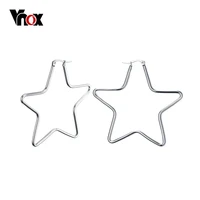 vnox large star hoop earrings for women silver color not fade
