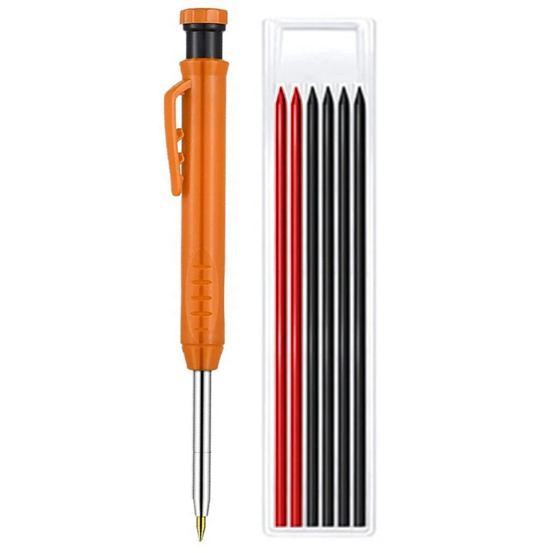 

Solid Woodworking Pencil Set, with 6 Refills, Built-in Sharpener, Deep Hole Mechanical Pencil Marking Tool