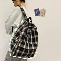 fashion plaid canvas women backpack college student backpack teenage girl school bags large capacity waterproof travel rucksack
