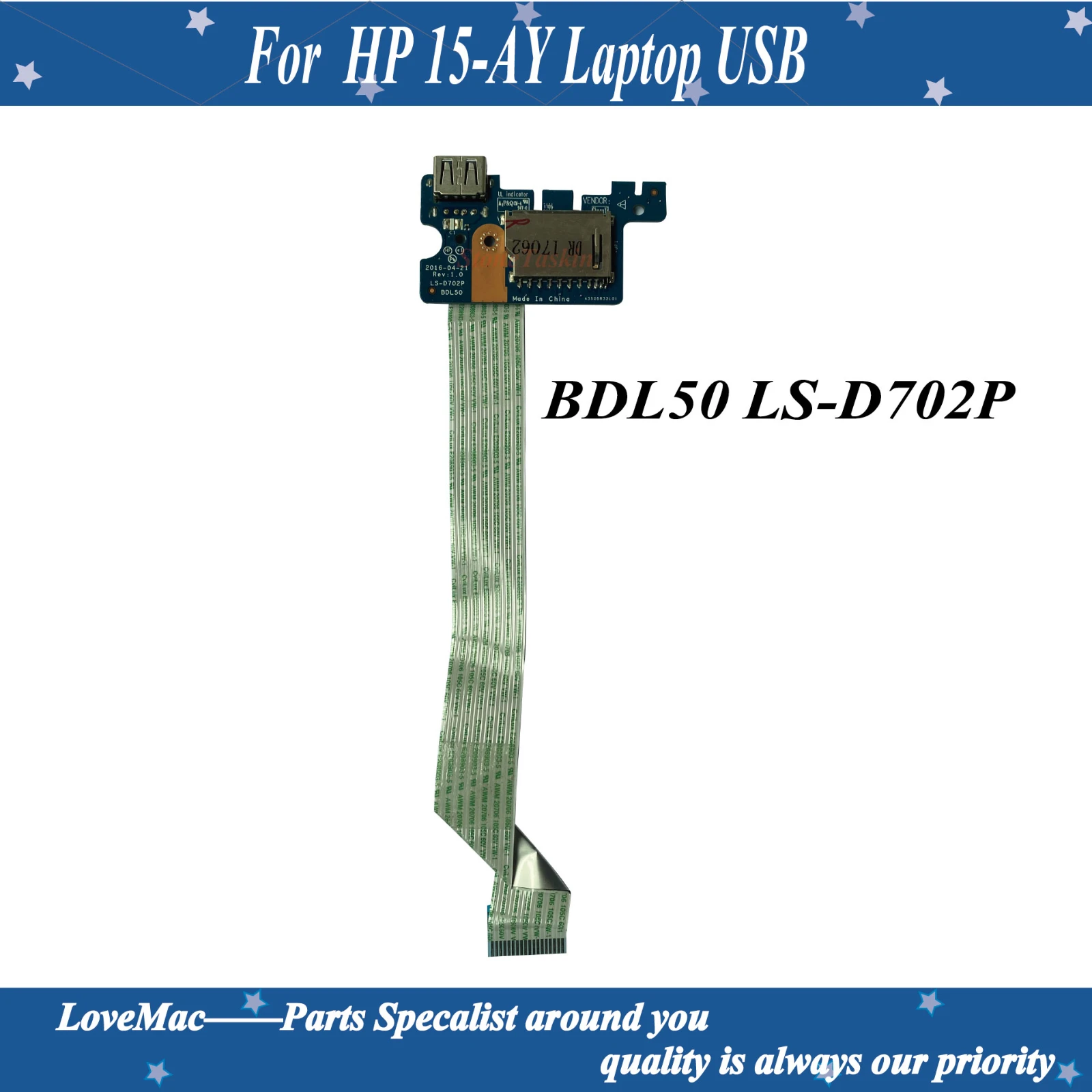 Высококачественный кабель BDL50 LS D702P NBX0001ZP00 для ноутбука HP 15 AY USB и кардридер 100%