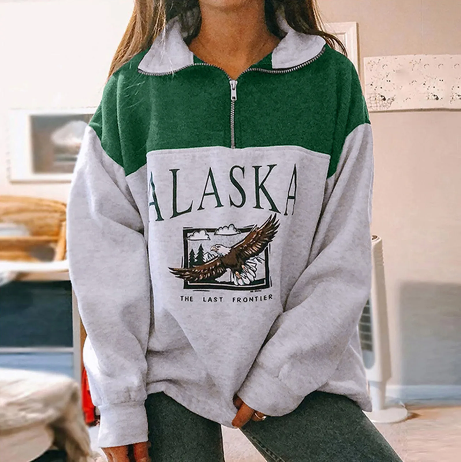 Women Casual Long Sleeve Hoodie Letter Printed Zipper Long Sleeve Tops Sweatshirts Streetwear Women Oversized Hoodies Sudaderas