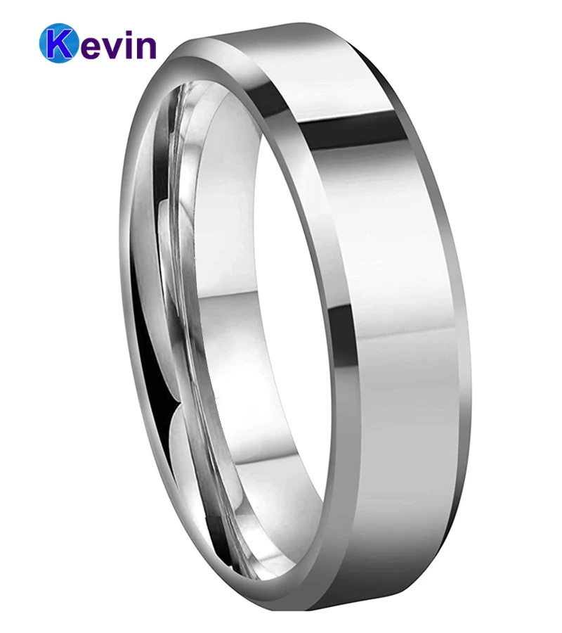

Tungsten Carbide Ring Classic Wedding Band For Men And Women Beveled Polished Finish 6MM Comfort Fit