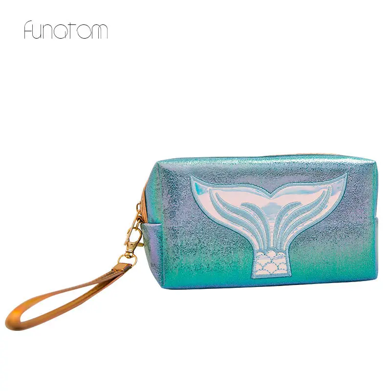 Мода Лазерная изображением русалки купальный костюм Макияж сумка Для женщин