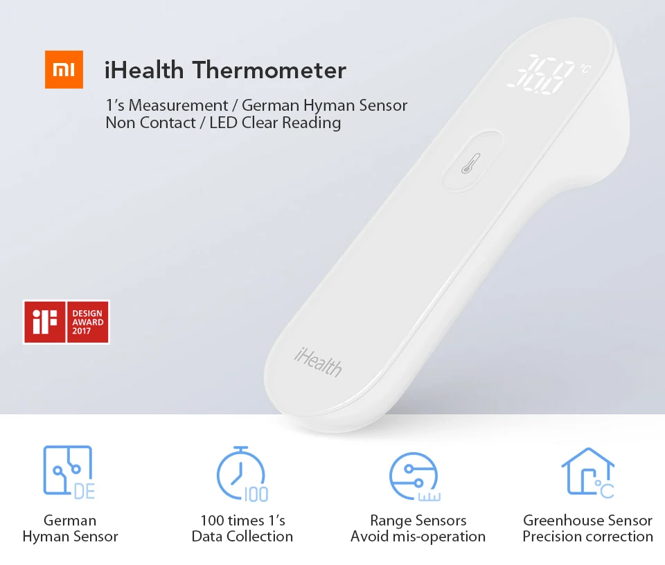Xiaomi iHealth термометр для детей и взрослых светодиодный Бесконтактный цифровой термометр инфракрасный лоб датчик температуры тела