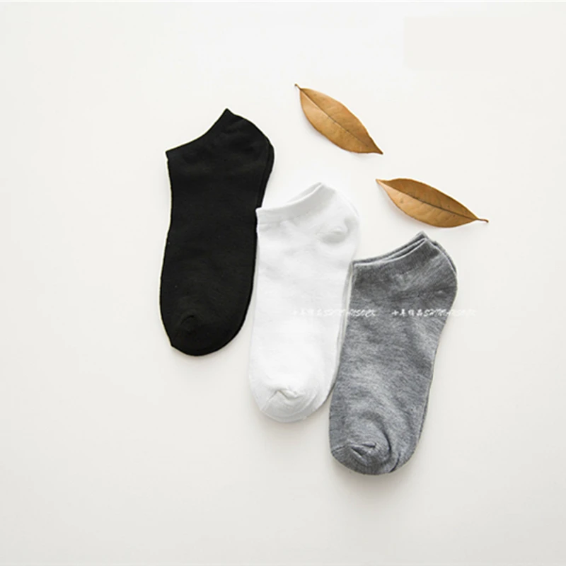 Мужские носки из хлопка высокого качества Повседневные Дышащие башмачки черные