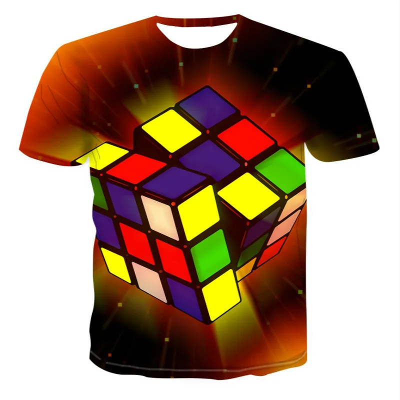 

Men's Women's Children's Round Neck Short Sleeve Shirt T-shirt Casual Rubik's Cube 3D Printing T-shirt Summer New Anime2021