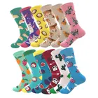 2022 красочные женские хлопковые короткие носки с забавным рисунком бананов, кошек, животных, необычные женские носки для подарка