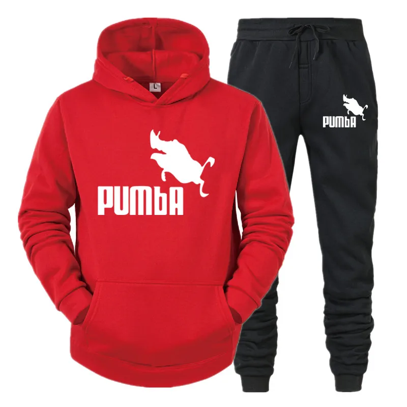 

New pumba Men's Autumn Winter Sets Zipper Hoodie+pants Two Pieces Casual Tracksuit Male Sportswear Gym Brand Clothing Sweat Suit