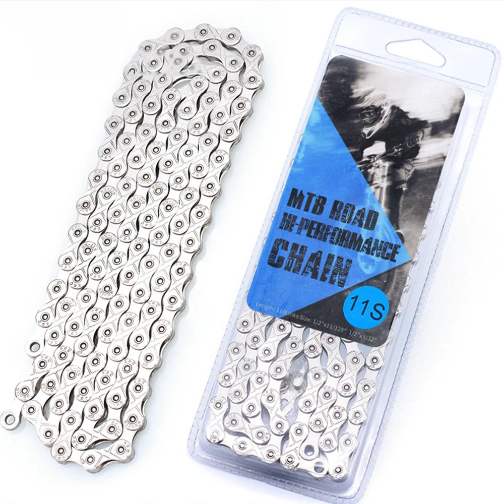 

Mountain Bike Chain 6 7 8 9 10 11 Speed Mountain Bike Electroplated Silver Chain 24/27/30 Variable Speed Bicycle Accessories