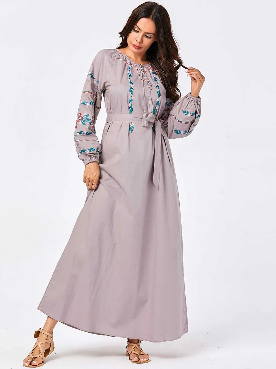 Мусульманское платье модное простое большого размера AuDumn разноцветное с