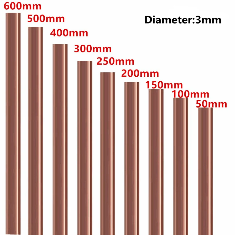 

4mm Diameter Copper Round Bar Rod Milling Welding Metalworking 300mm Length Pure copper bar flexible Conductive durable