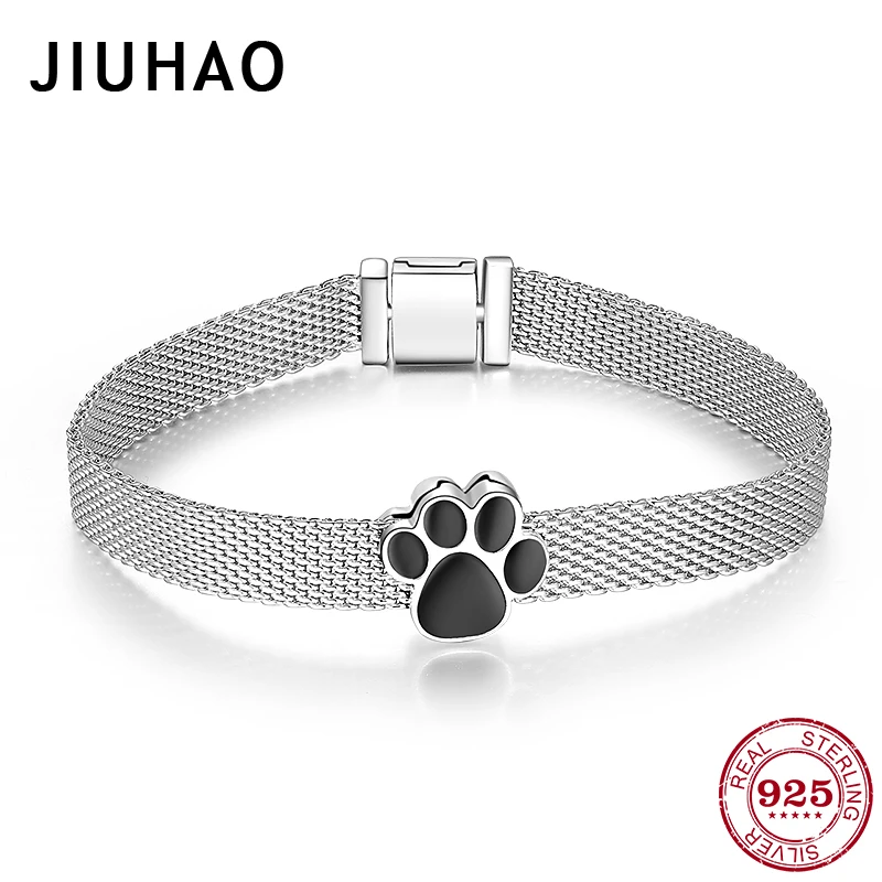 Женский браслет из серебра 925 пробы с черной эмалью|Гибкие и жесткие браслеты| |