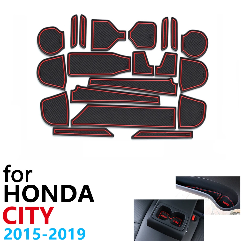 Противоскользящий резиновый коврик для чашки дверной с желобом Honda City GM6 2015 ~ 2019
